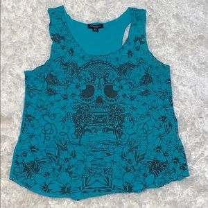 👻Teal Skull Tank Top